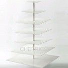 7 Tier White Square Maypole Cupcake Stand Tower Display