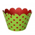 Red Polkatdot Green Cupcake Wrappers - 12units/pack