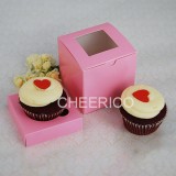 1 Window Pink Cupcake Box w finger hole ($1.60/pc x 25 units)